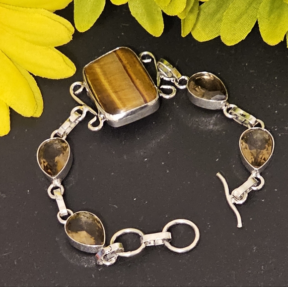Tiger Eye / Smoky Quartz Bracelet - Alleviate anxiety, courage and confidence - Picture 1 of 4